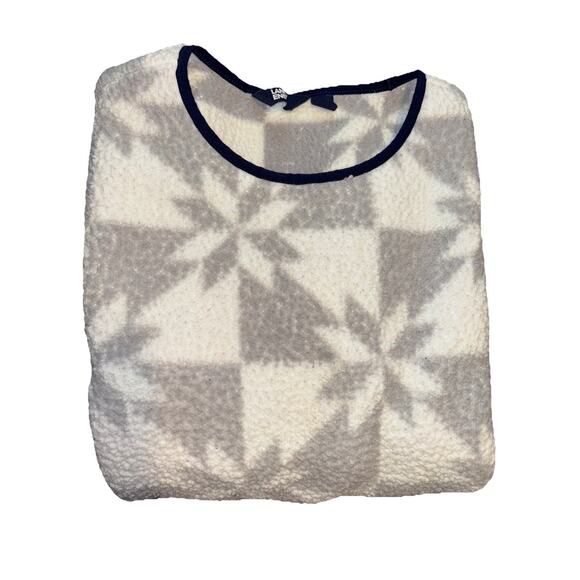 Lands End Fair Isle Snowflake Gray And White Sz 2X Pullover Fleece Outerwear - Picture 7 of 7